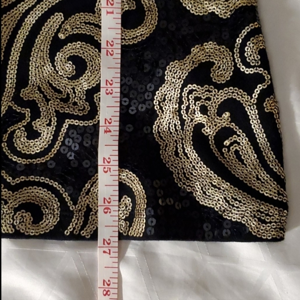 Apt.9 Sleeveless black tank top gold and black Sequin embellished Lined Large - Picture 5 of 8